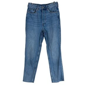 H&M Womens 26 Cropped Straight Leg Raw Hem Jeans 100% Cotton Classiccore